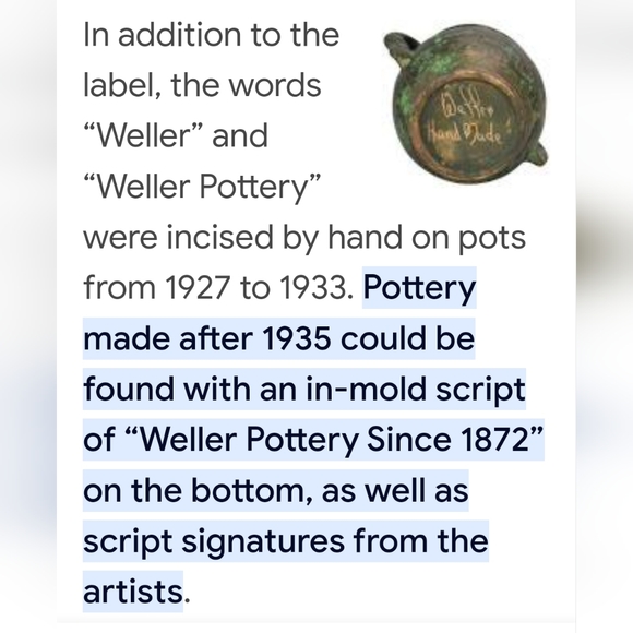 Vintage Weller Pottery Vase - Picture 14 of 14